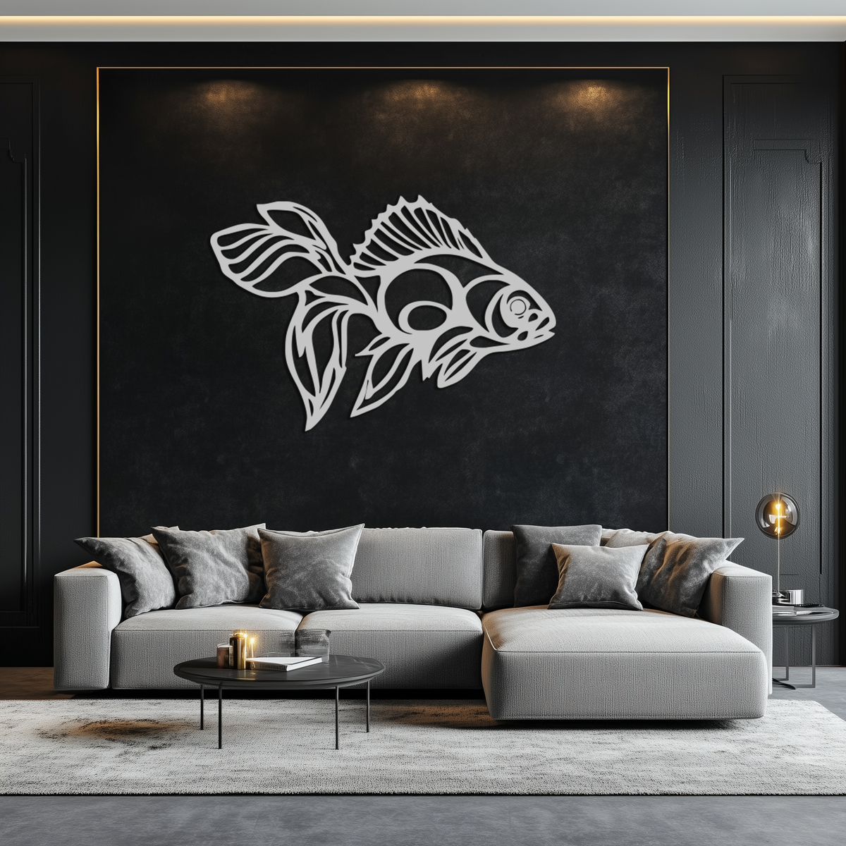 Abstract Fish Silhouette Metal Wall Art - Modern Steel Wall Sculpture Piece