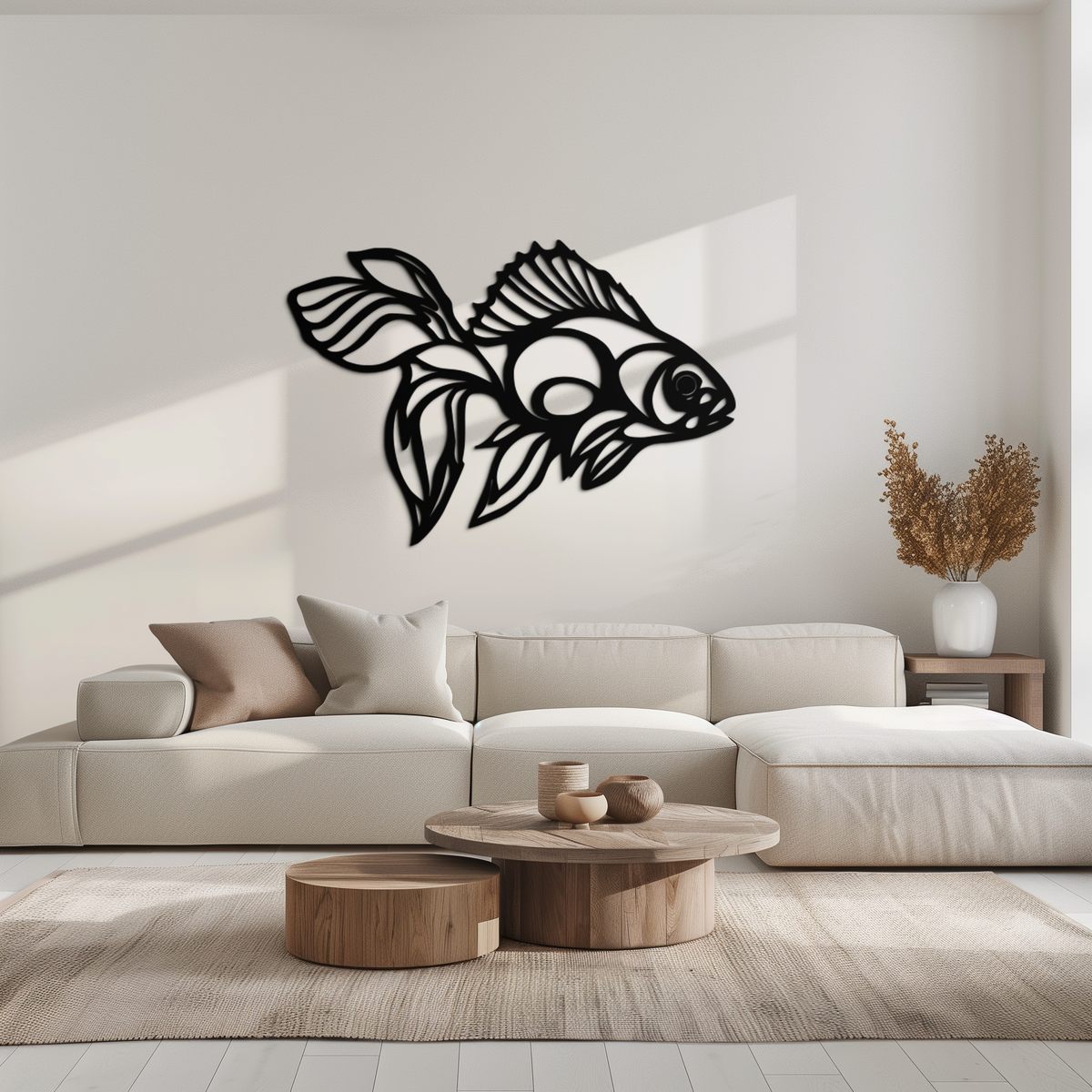 Abstract Fish Silhouette Metal Wall Art - Modern Steel Wall Sculpture Piece