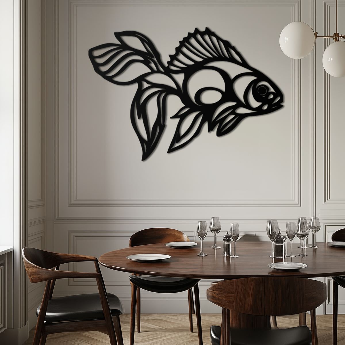 Abstract Fish Silhouette Metal Wall Art - Modern Steel Wall Sculpture Piece