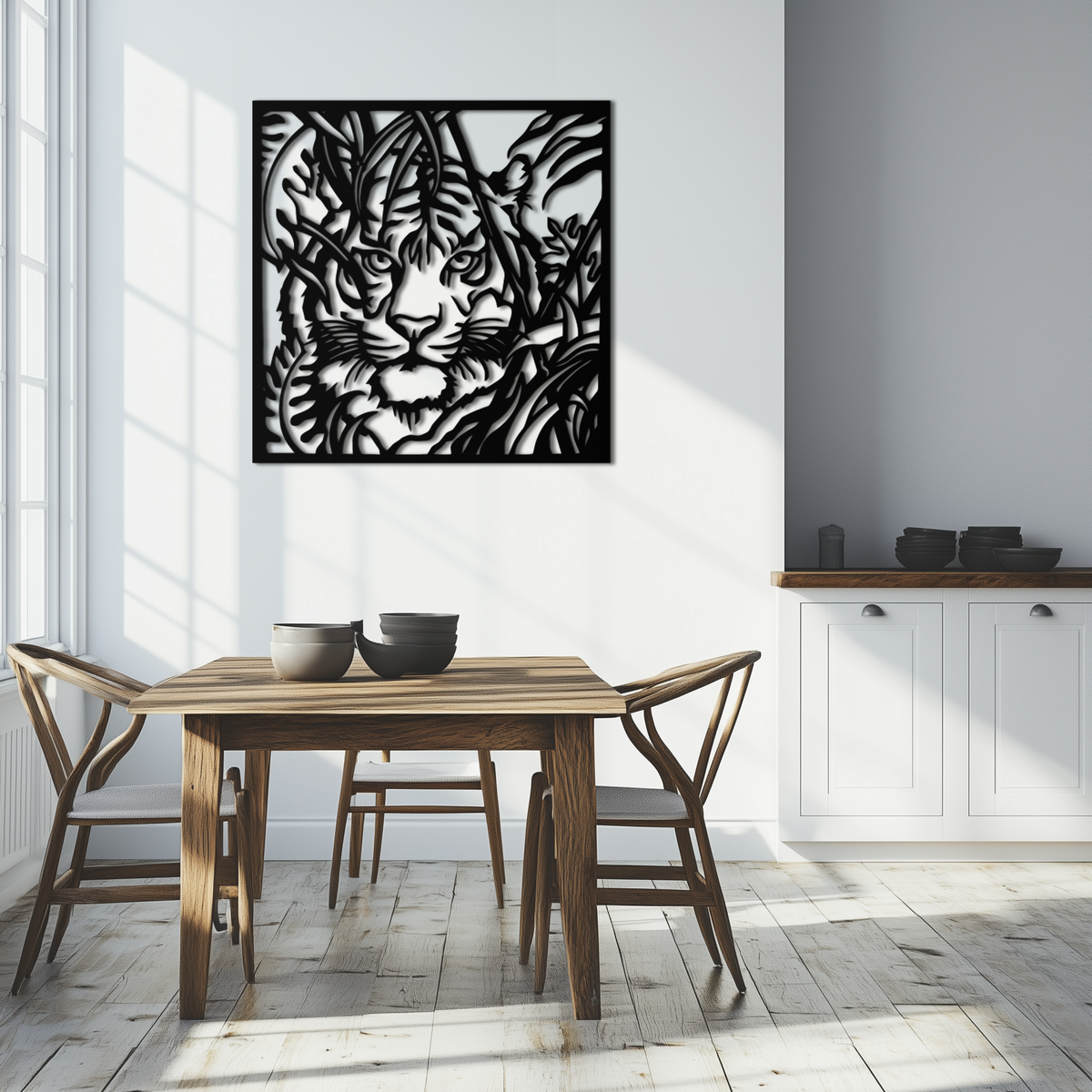Steel Tiger Metal Wall Art - Modern Jungle-Inspired Statement