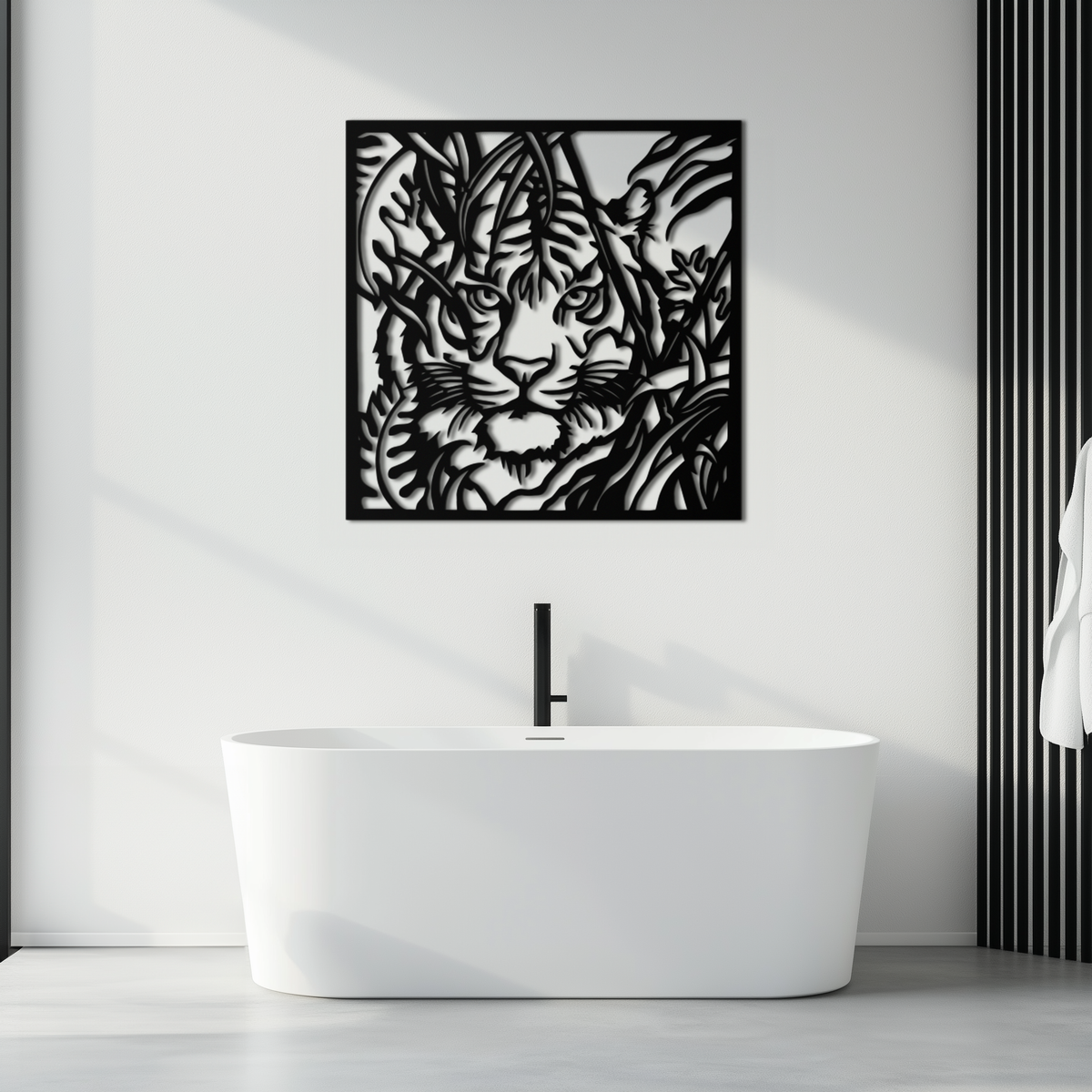 Steel Tiger Metal Wall Art - Modern Jungle-Inspired Statement