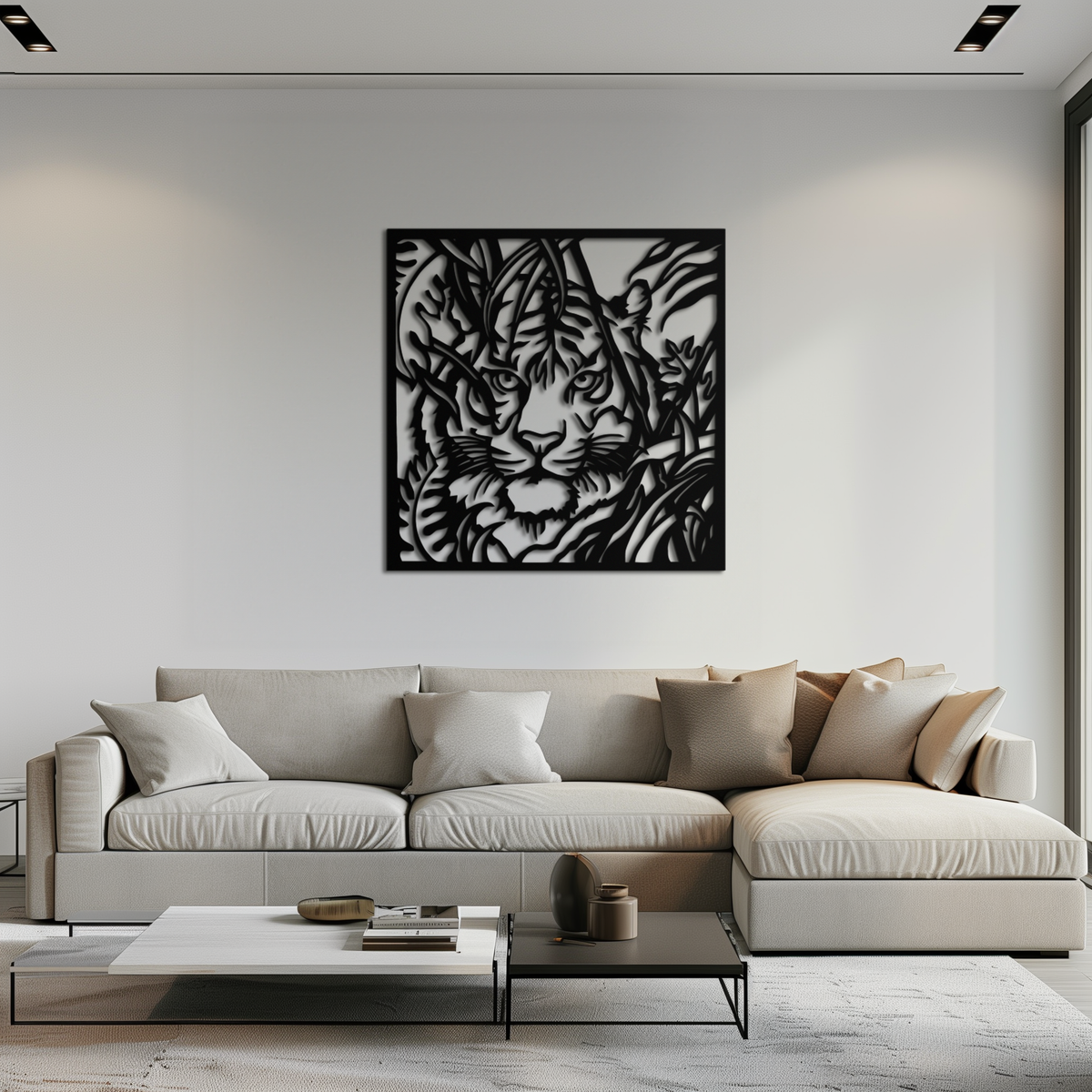 Steel Tiger Metal Wall Art - Modern Jungle-Inspired Statement