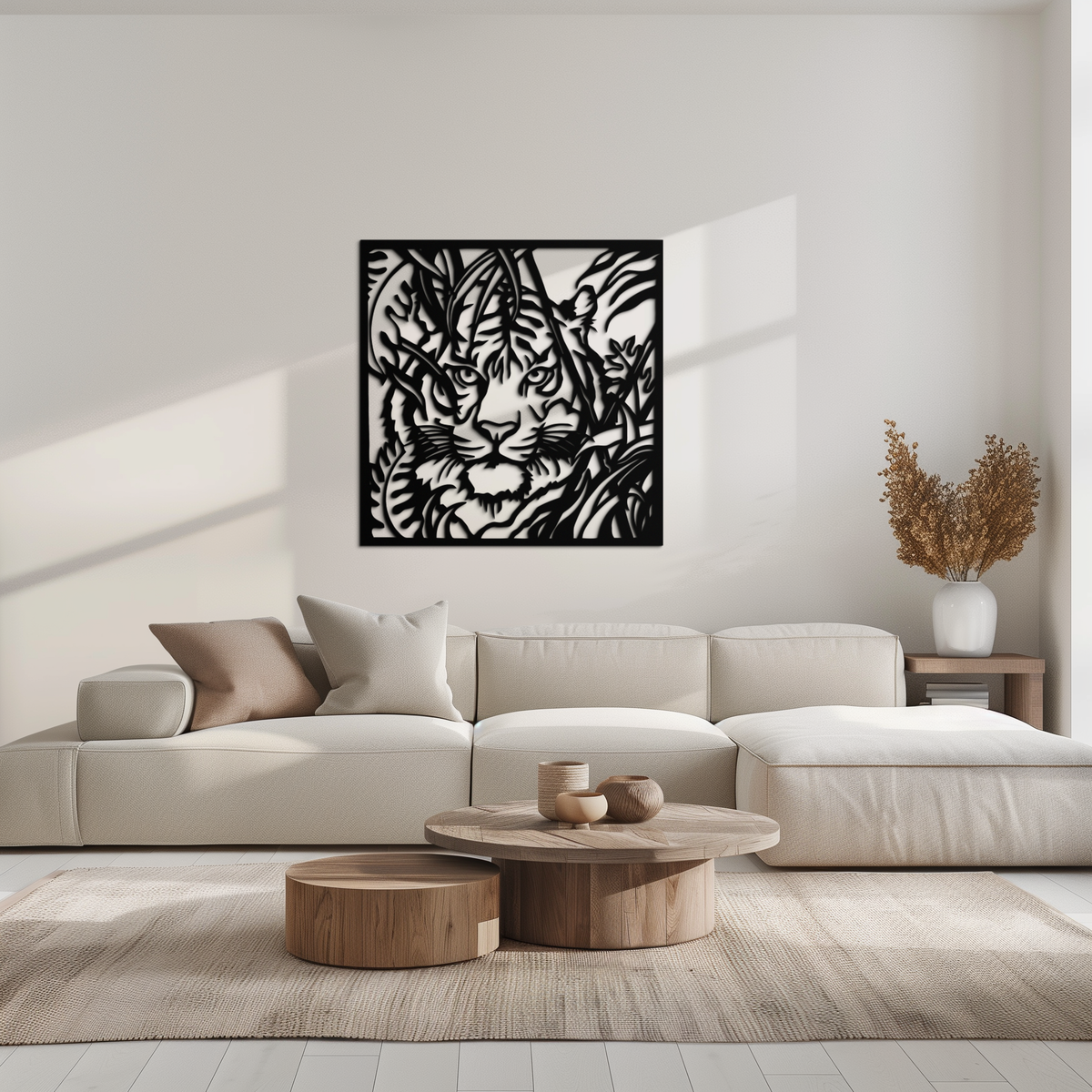 Steel Tiger Metal Wall Art - Modern Jungle-Inspired Statement