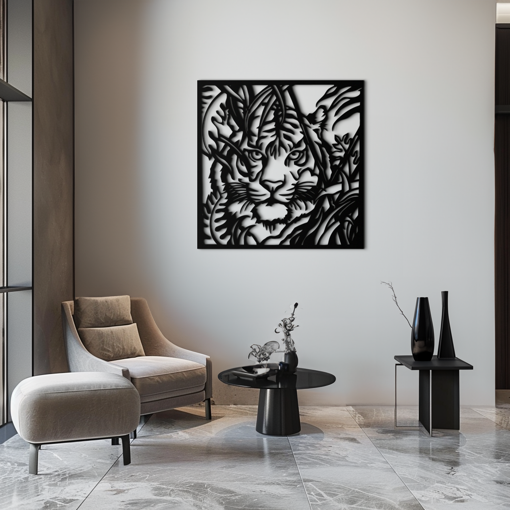 Steel Tiger Metal Wall Art - Modern Jungle-Inspired Statement