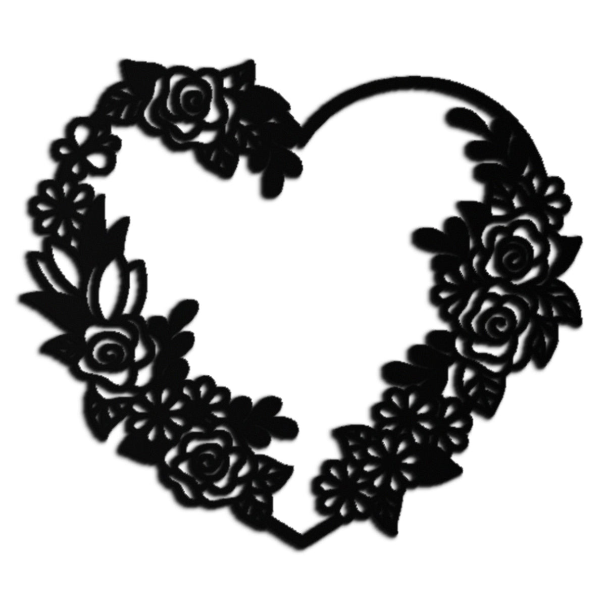 Handcrafted Steel Floral Heart Wall Art - Elegant Rose Wreath