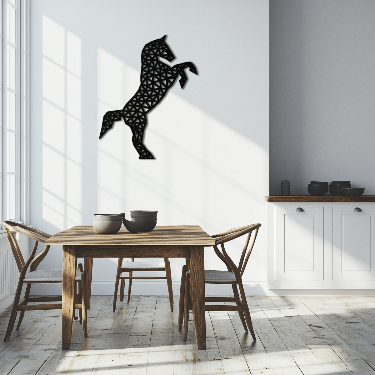 Geometric Steel Horse Wall Art - Modern Silhouette Sculpture