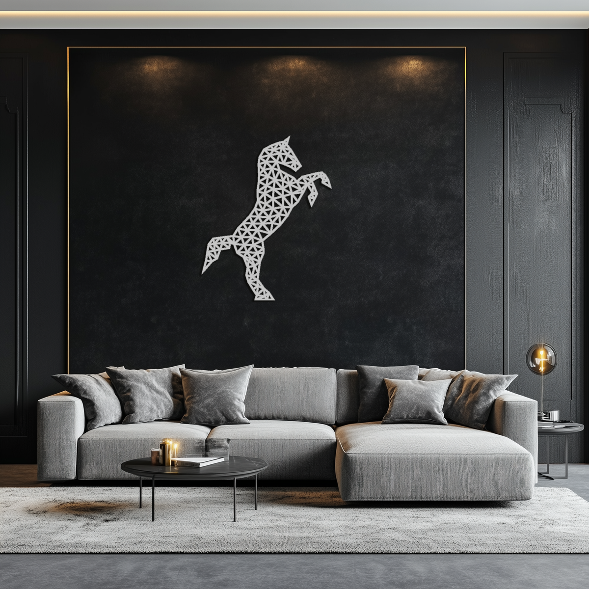 Geometric Steel Horse Wall Art - Modern Silhouette Sculpture