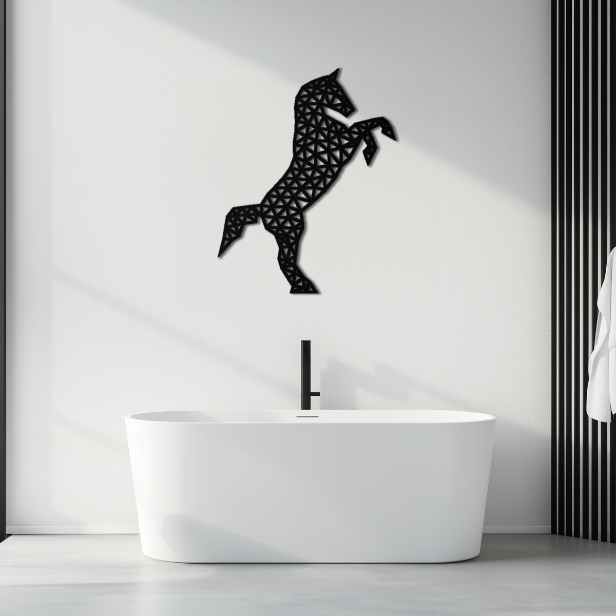 Geometric Steel Horse Wall Art - Modern Silhouette Sculpture