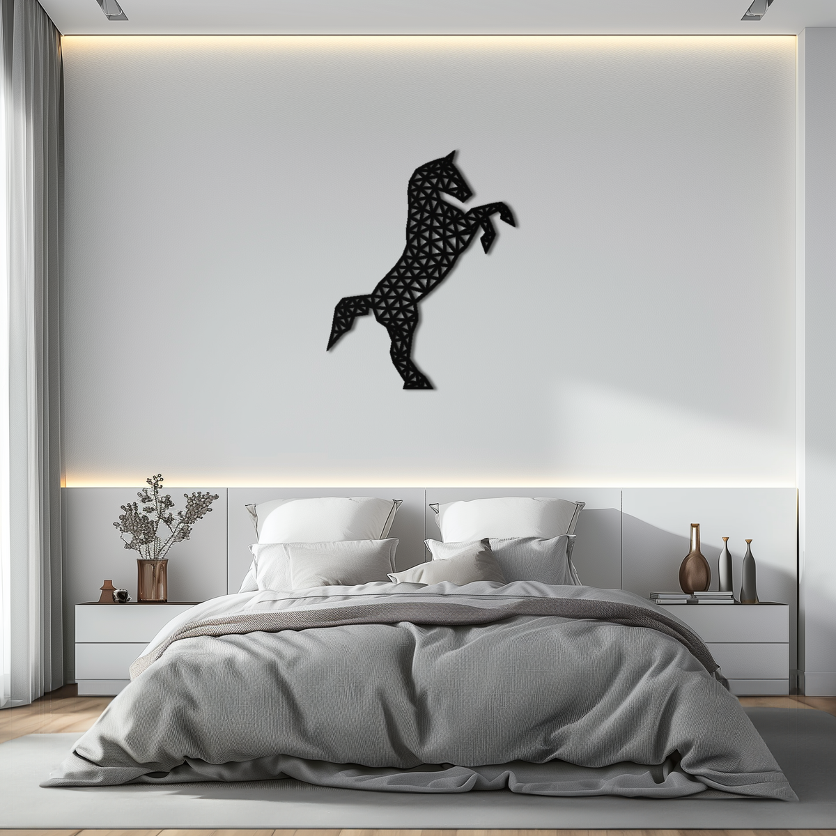 Geometric Steel Horse Wall Art - Modern Silhouette Sculpture