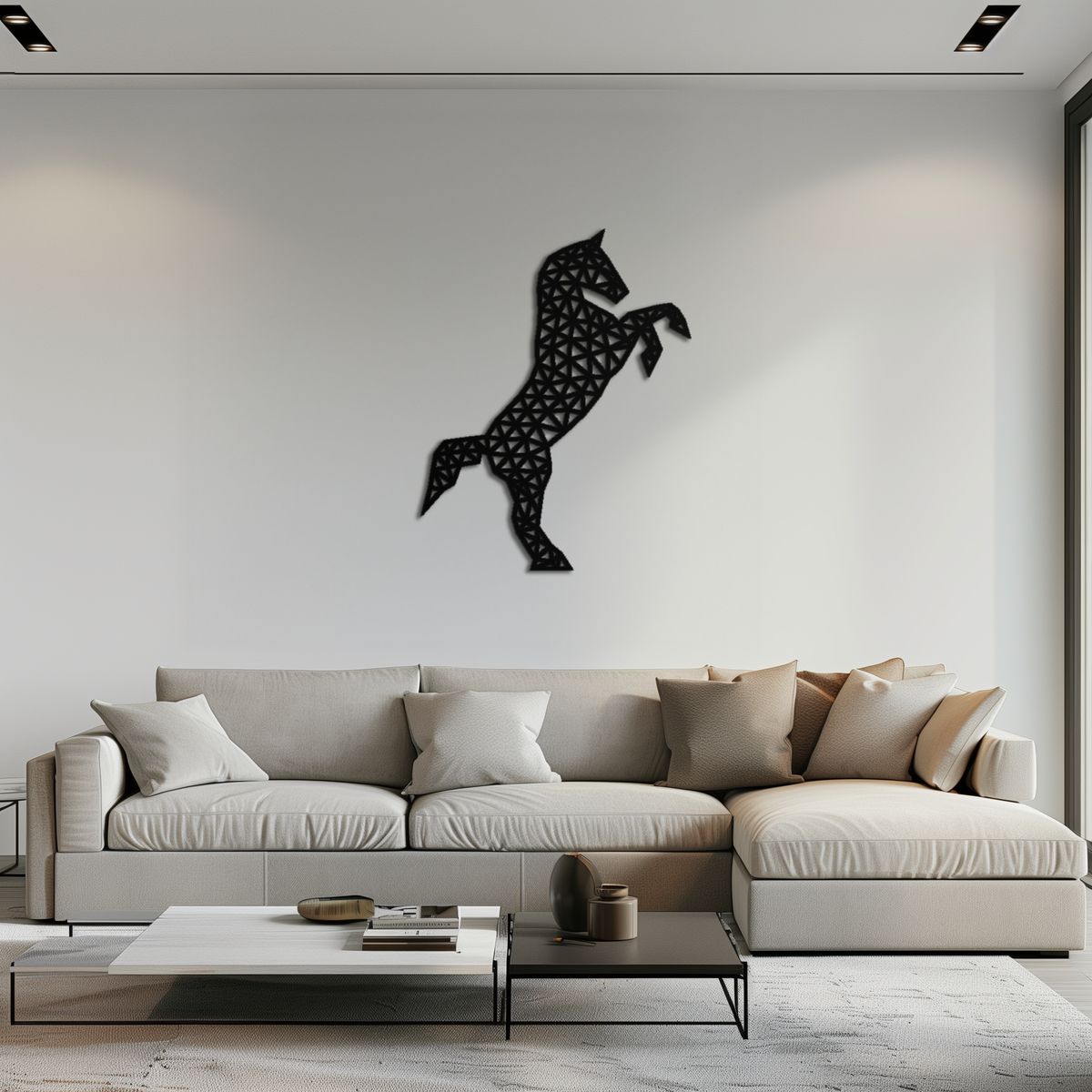 Geometric Steel Horse Wall Art - Modern Silhouette Sculpture