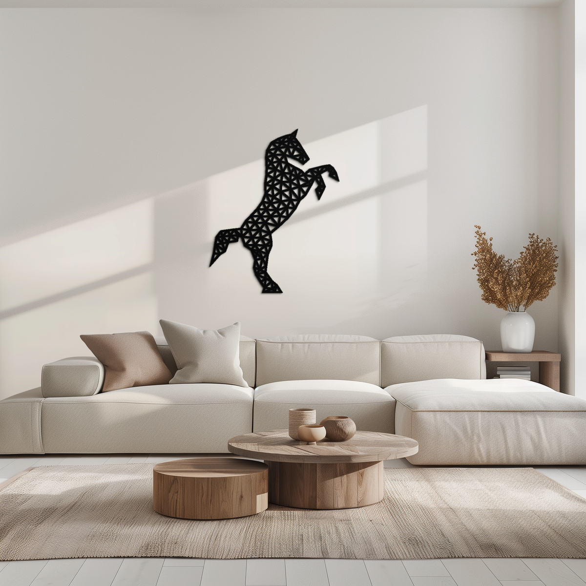 Geometric Steel Horse Wall Art - Modern Silhouette Sculpture