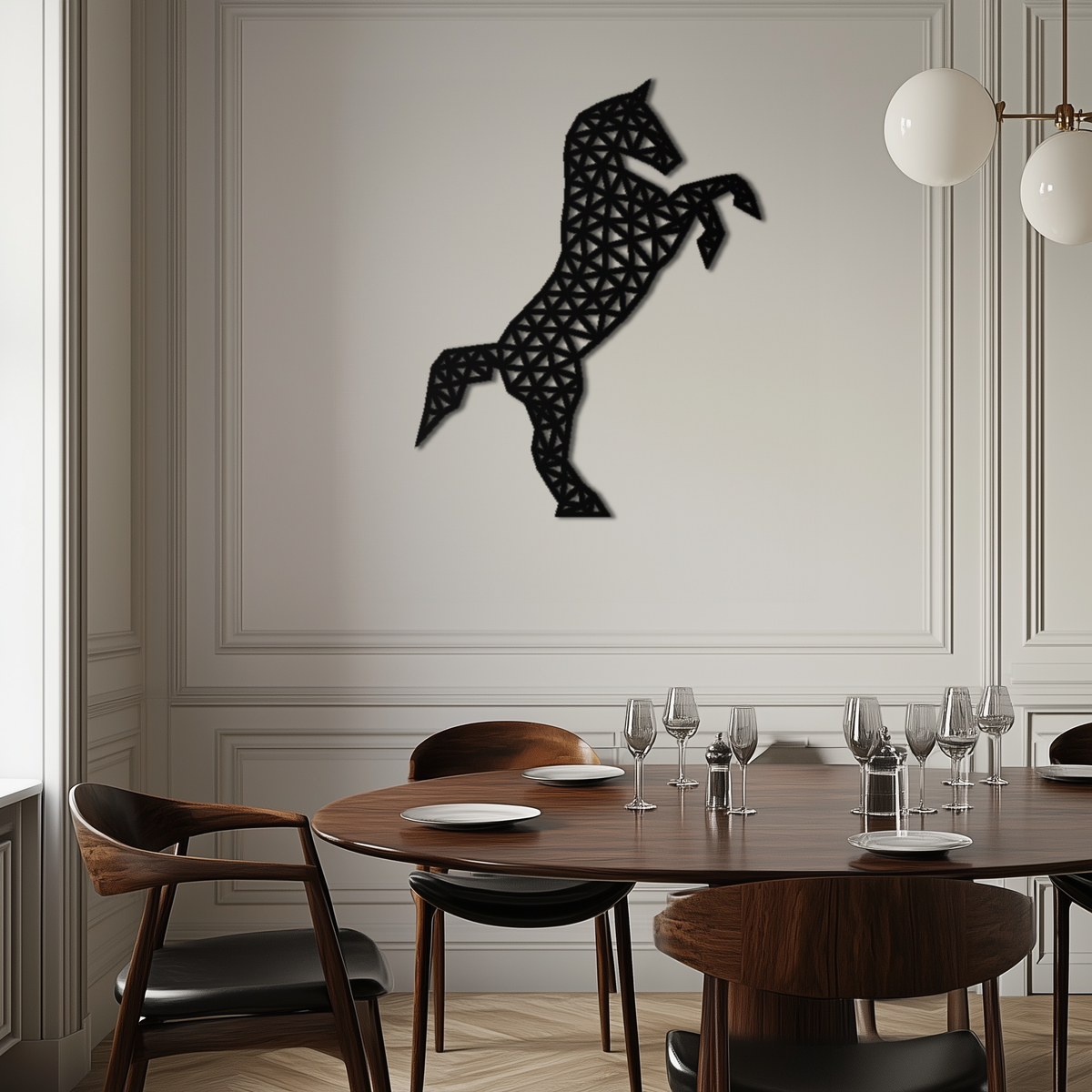 Geometric Steel Horse Wall Art - Modern Silhouette Sculpture
