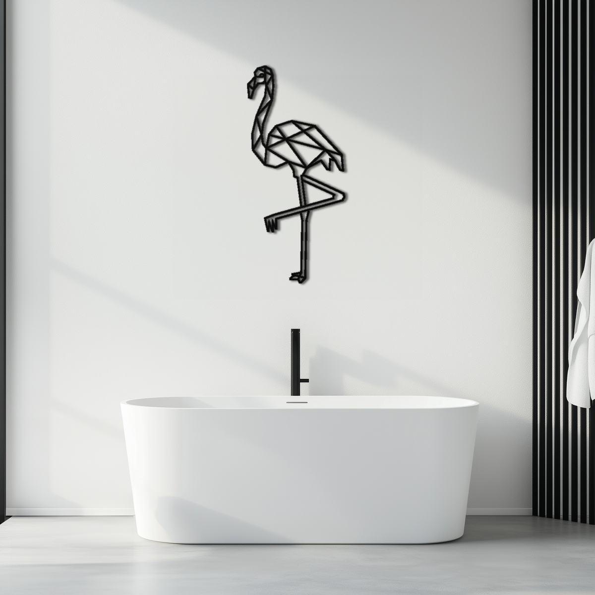 Geometric Flamingo Metal Wall Art - Modern Minimalist Design