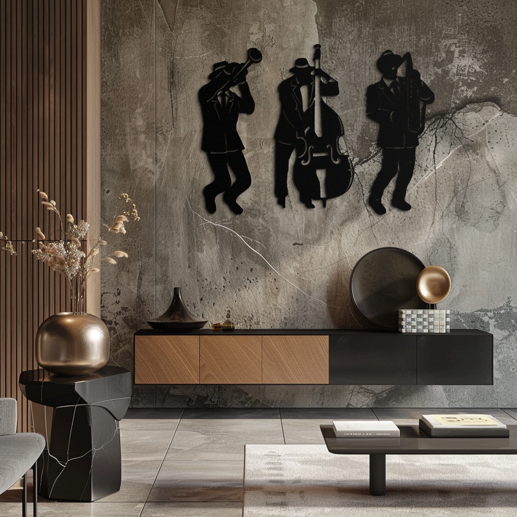 Metal Wall Art Jazz Musicians 3-Piece Silhouette Music Decor