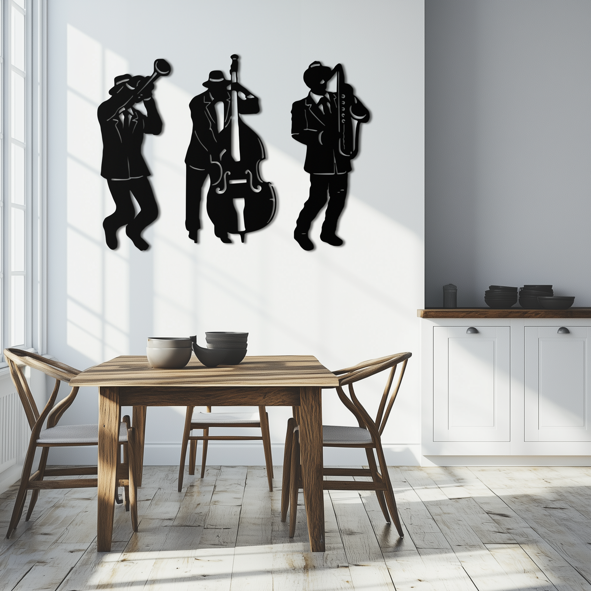 Metal Wall Art Jazz Musicians 3-Piece Silhouette Music Decor