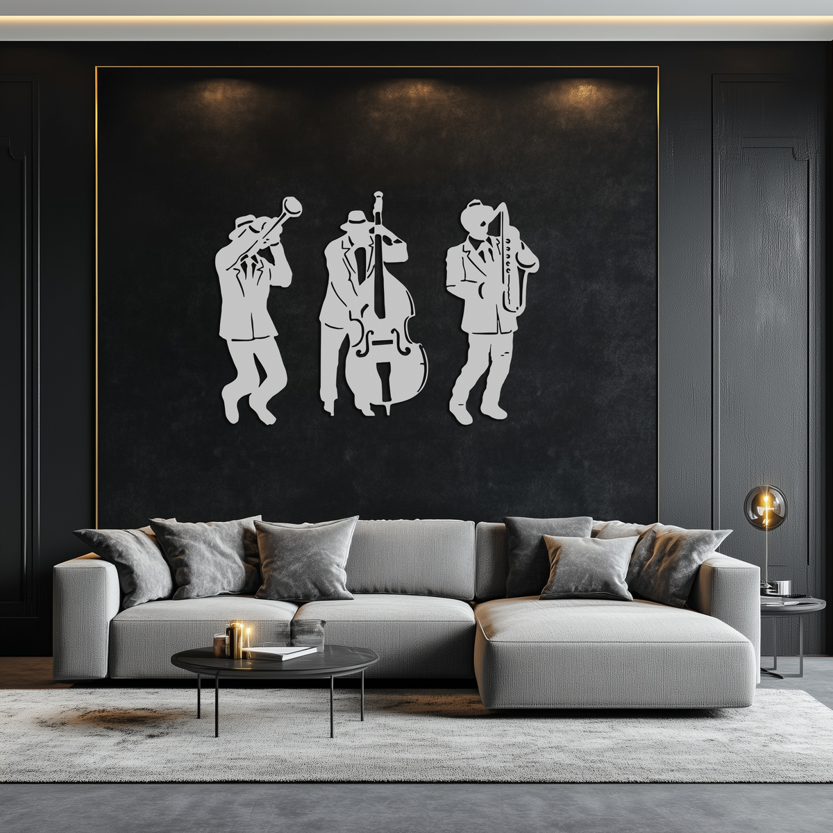 Metal Wall Art Jazz Musicians 3-Piece Silhouette Music Decor
