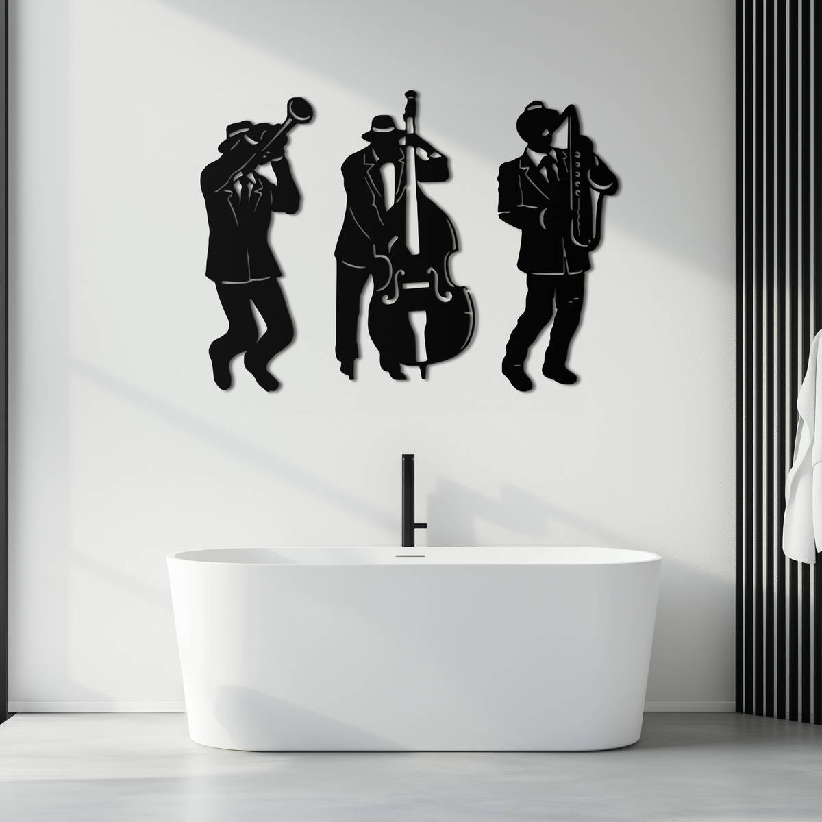Metal Wall Art Jazz Musicians 3-Piece Silhouette Music Decor