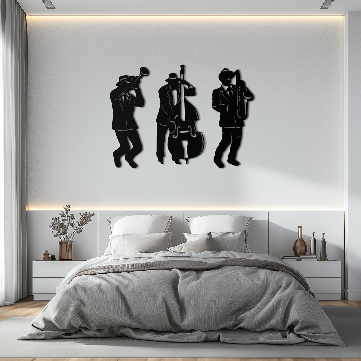 Metal Wall Art Jazz Musicians 3-Piece Silhouette Music Decor