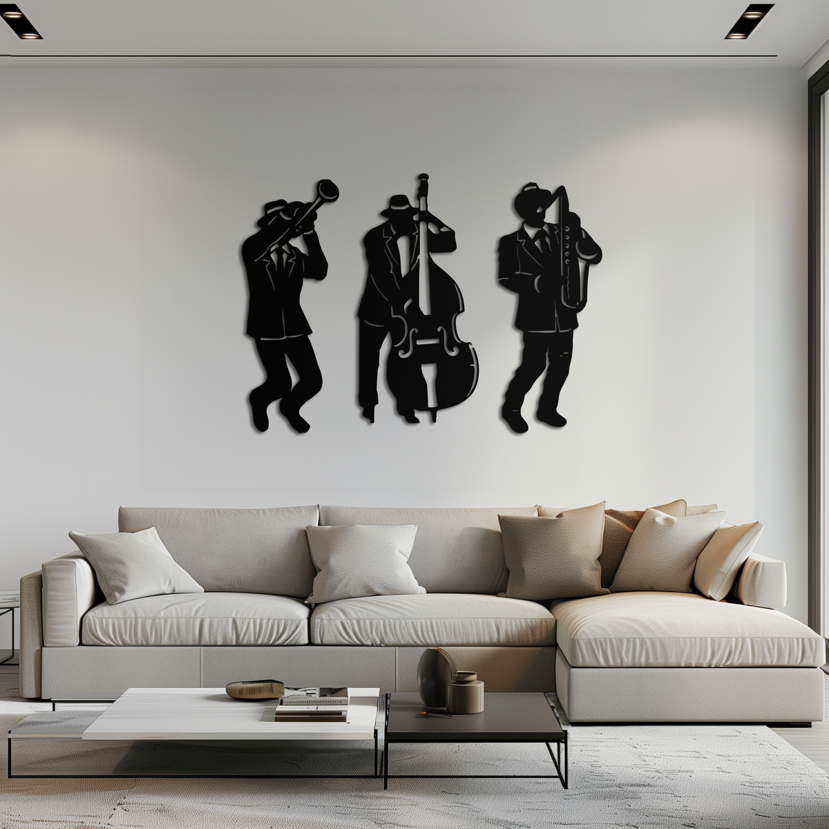 Metal Wall Art Jazz Musicians 3-Piece Silhouette Music Decor