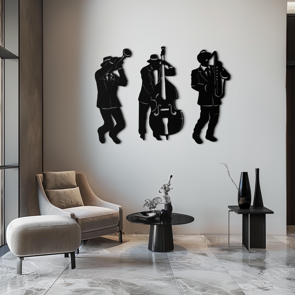 Metal Wall Art Jazz Musicians 3-Piece Silhouette Music Decor