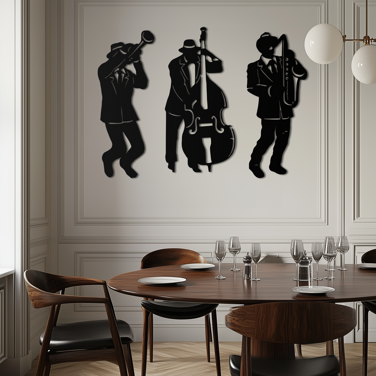 Metal Wall Art Jazz Musicians 3-Piece Silhouette Music Decor