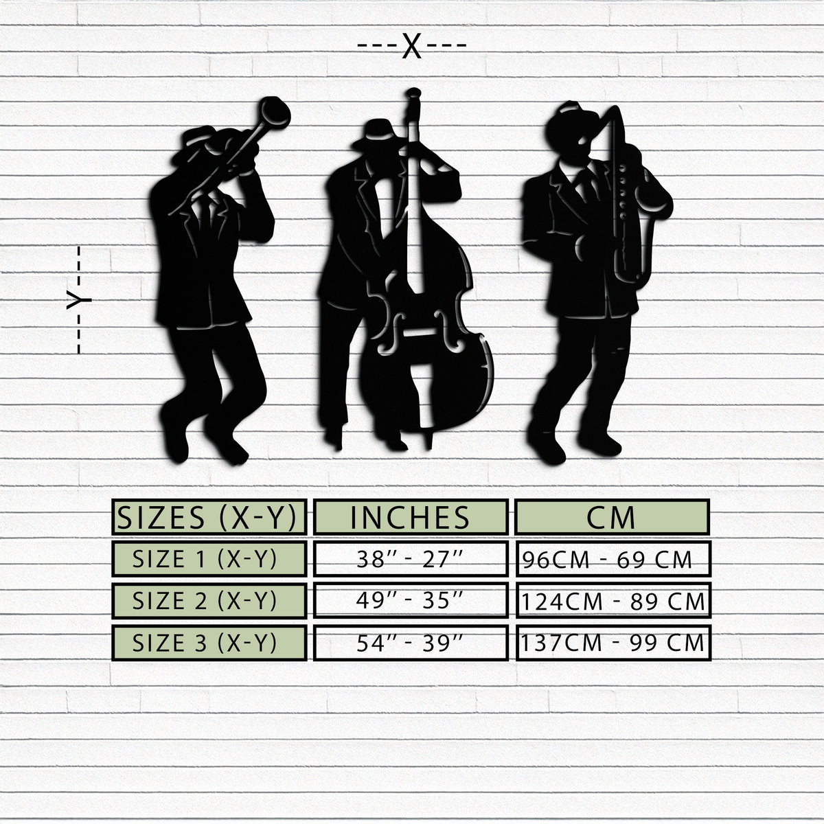 Metal Wall Art Jazz Musicians 3-Piece Silhouette Music Decor