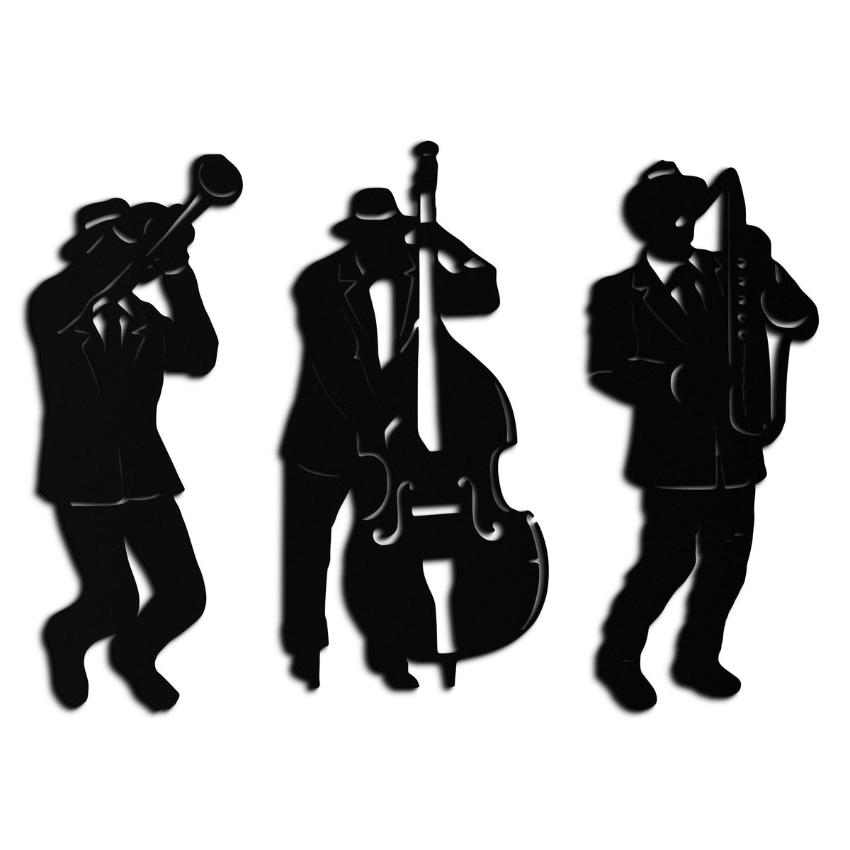 Metal Wall Art Jazz Musicians 3-Piece Silhouette Music Decor
