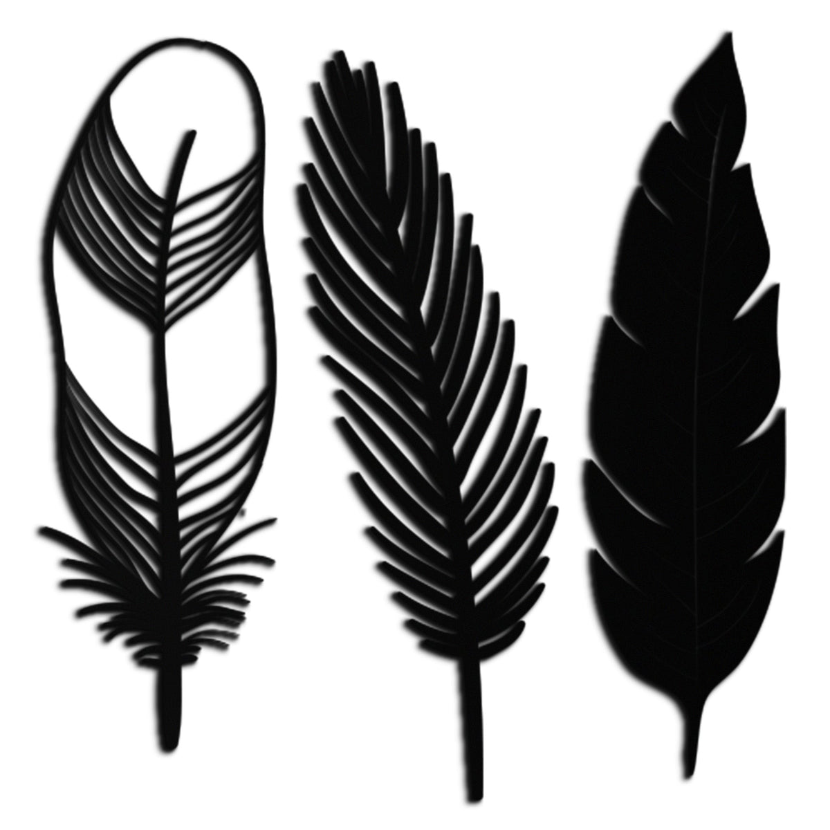 Steel Geometric Feather Wall Art - Contemporary Minimalist Boho