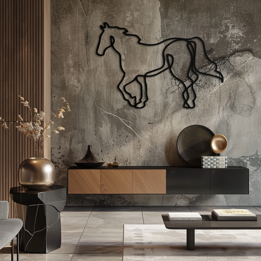 Abstract Horse Metal Wall Art - Minimalist Steel Silhouette