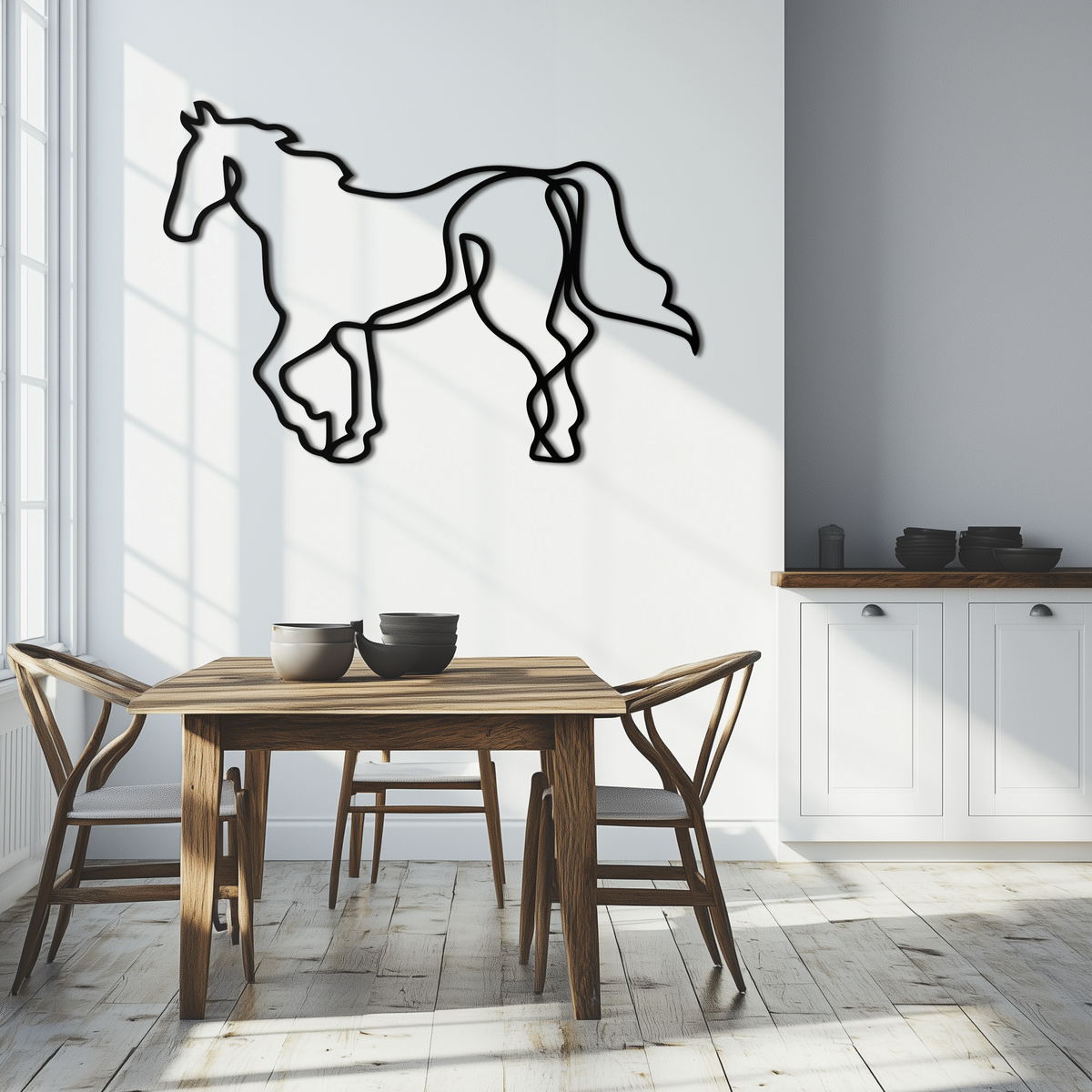 Abstract Horse Metal Wall Art - Minimalist Steel Silhouette