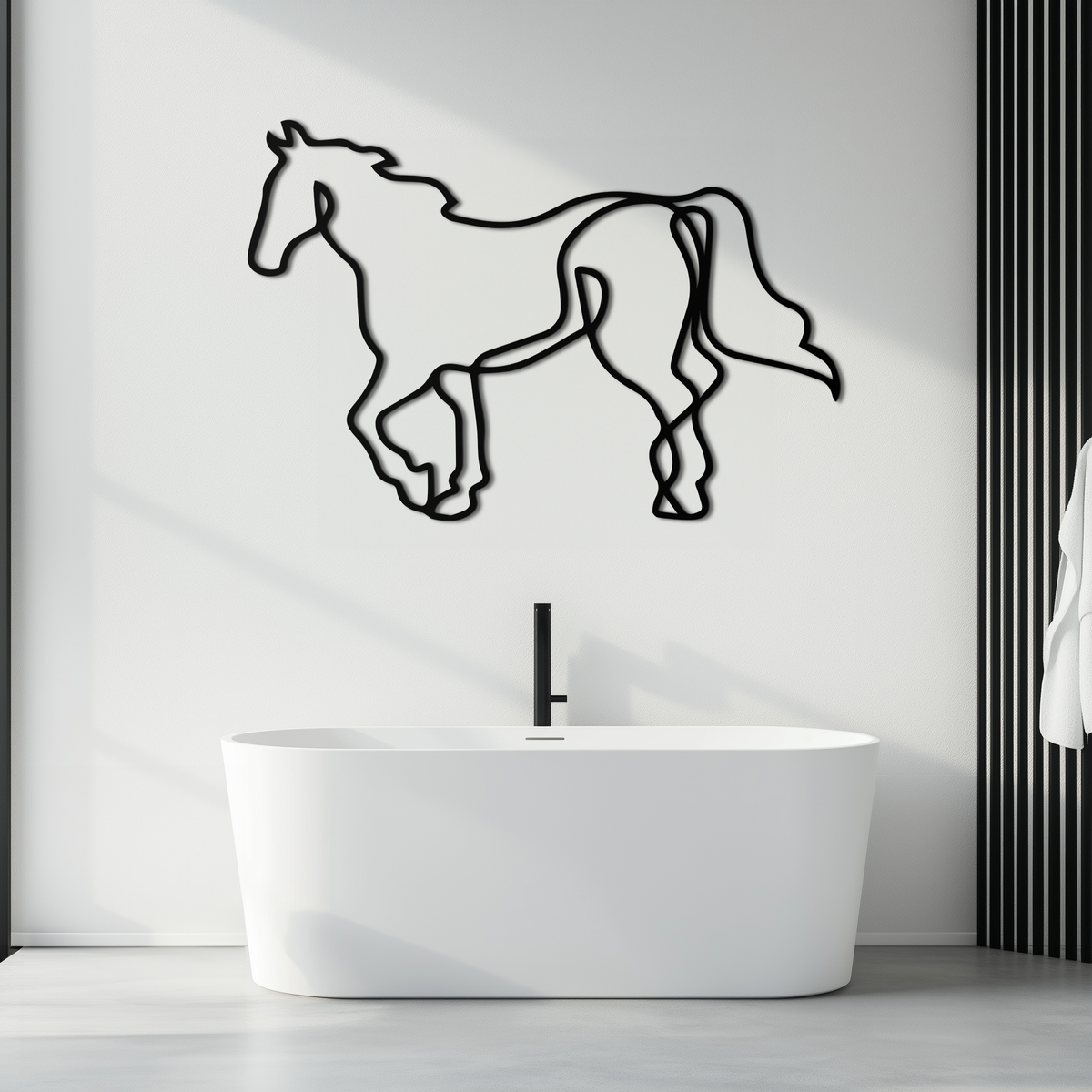 Abstract Horse Metal Wall Art - Minimalist Steel Silhouette
