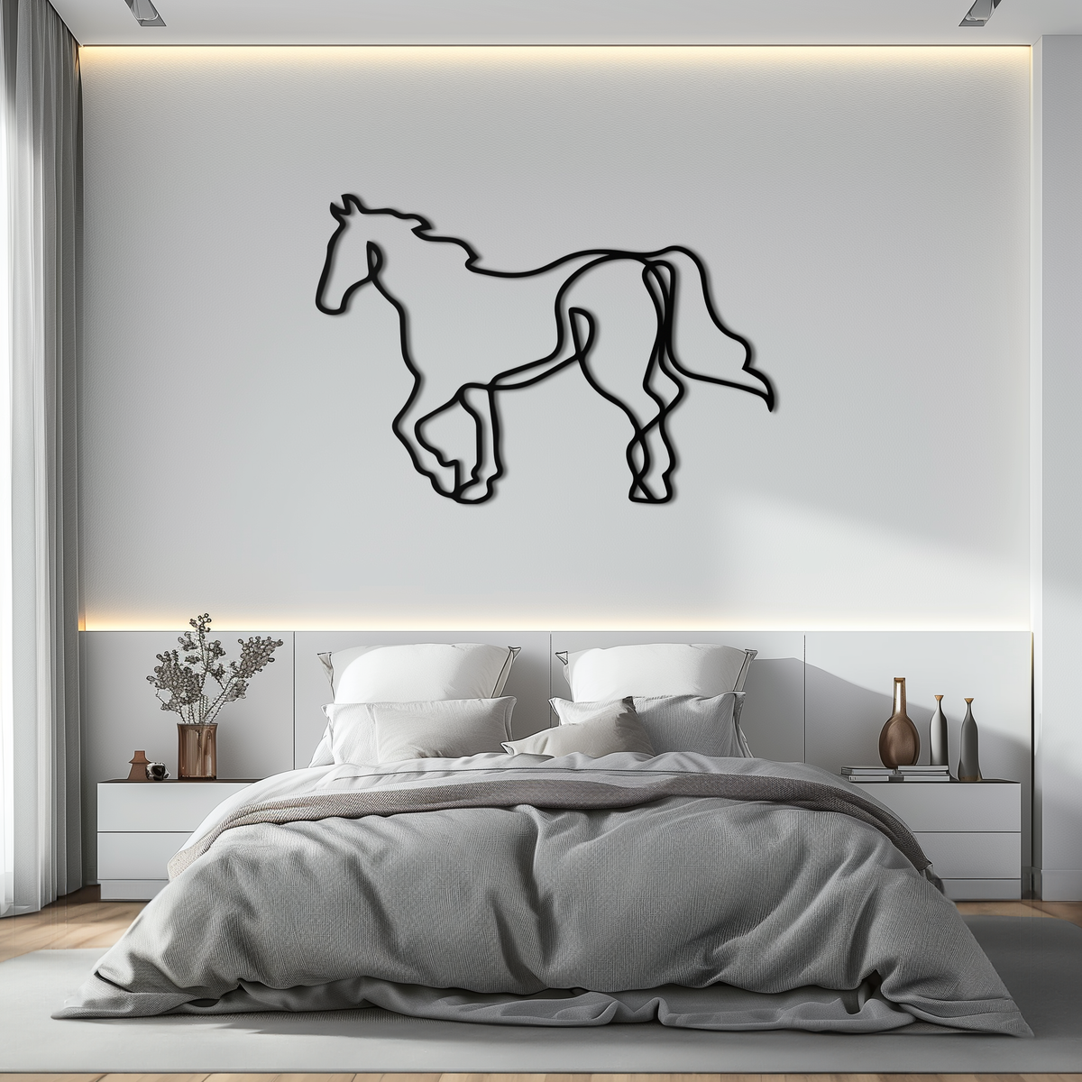 Abstract Horse Metal Wall Art - Minimalist Steel Silhouette