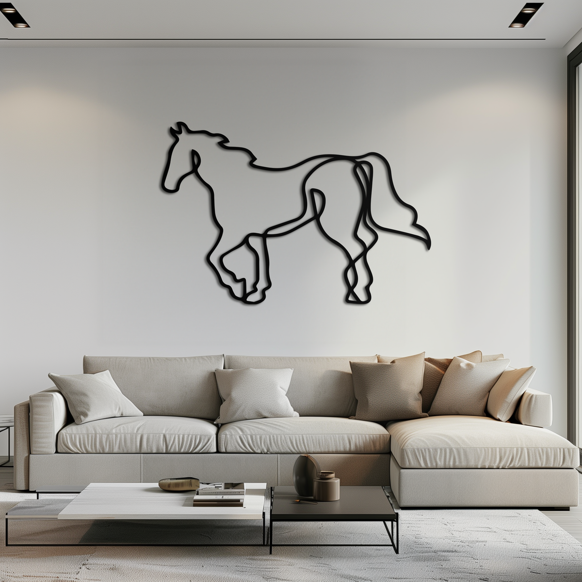 Abstract Horse Metal Wall Art - Minimalist Steel Silhouette