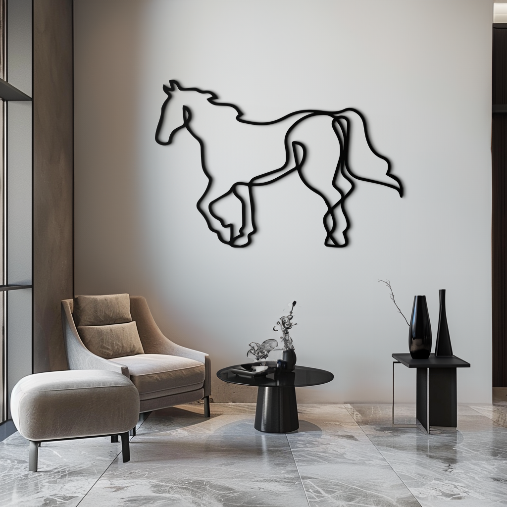 Abstract Horse Metal Wall Art - Minimalist Steel Silhouette