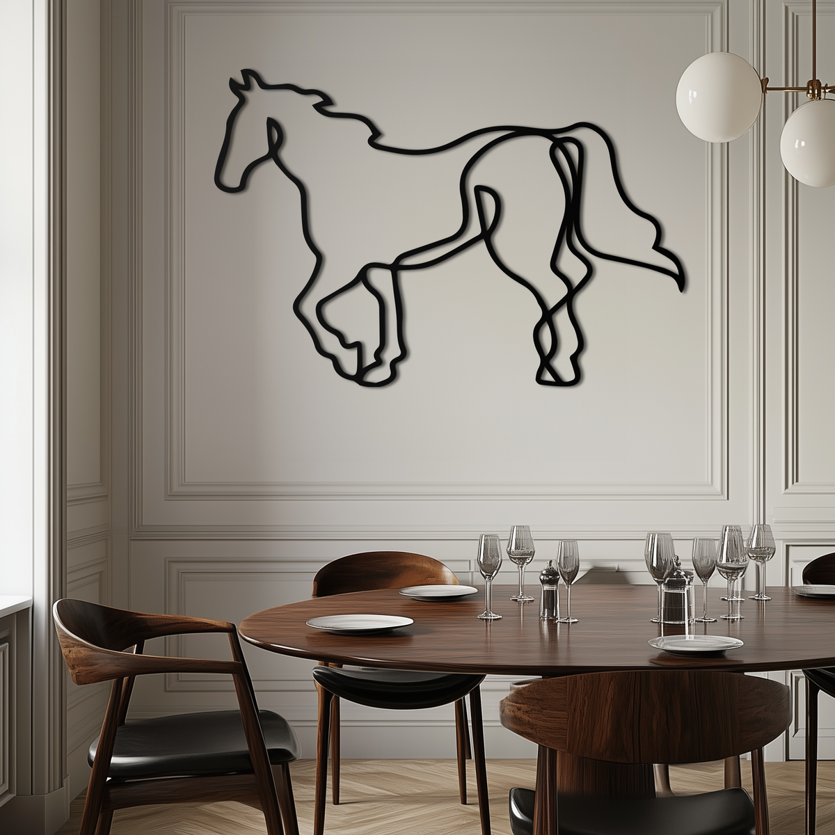 Abstract Horse Metal Wall Art - Minimalist Steel Silhouette