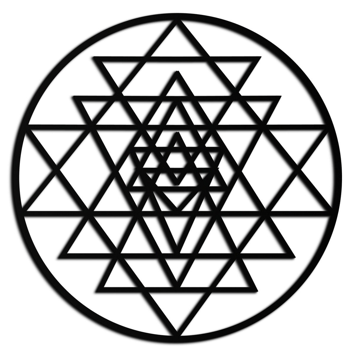 Geometric Sri Yantra Metal Wall Art - Polished Steel Mandala