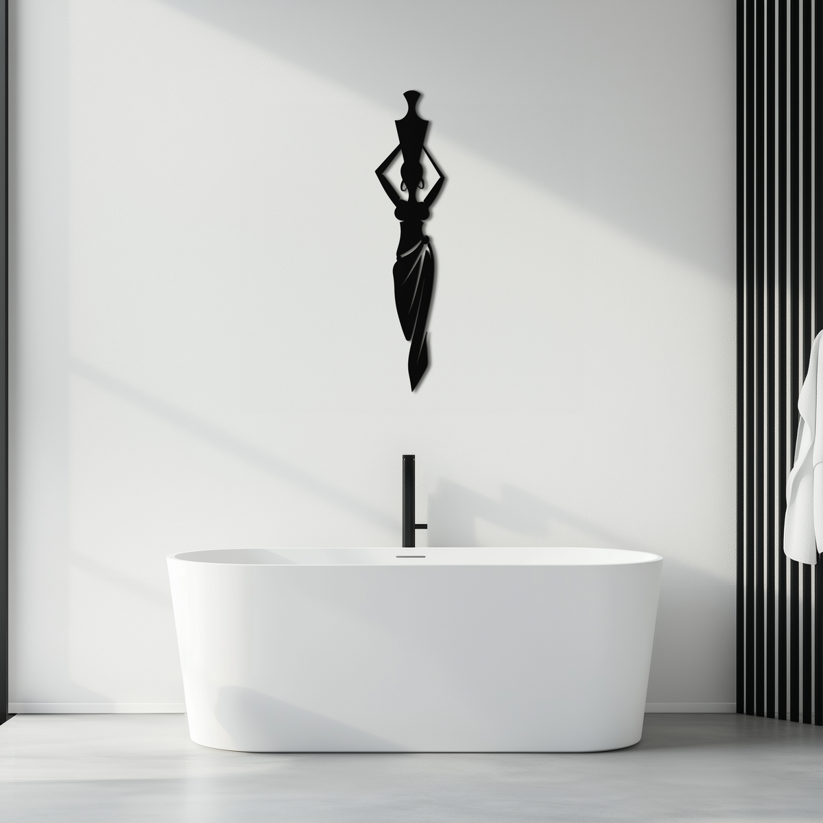 Black Steel African Woman Metal Wall Art - Modern Silhouette