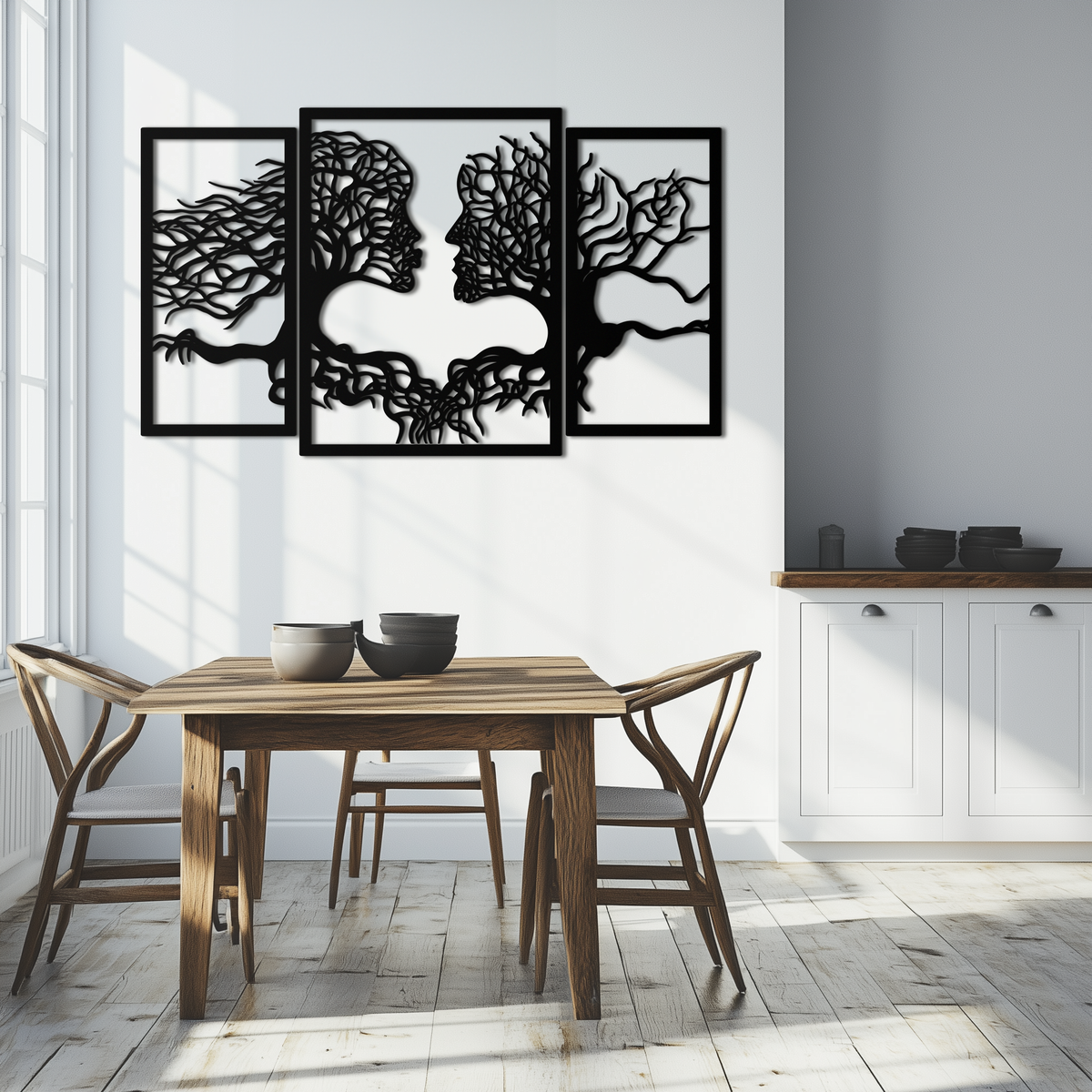 Steel Tree of Life Lovers Wall Art Sculpture - 3 Piece Modern
