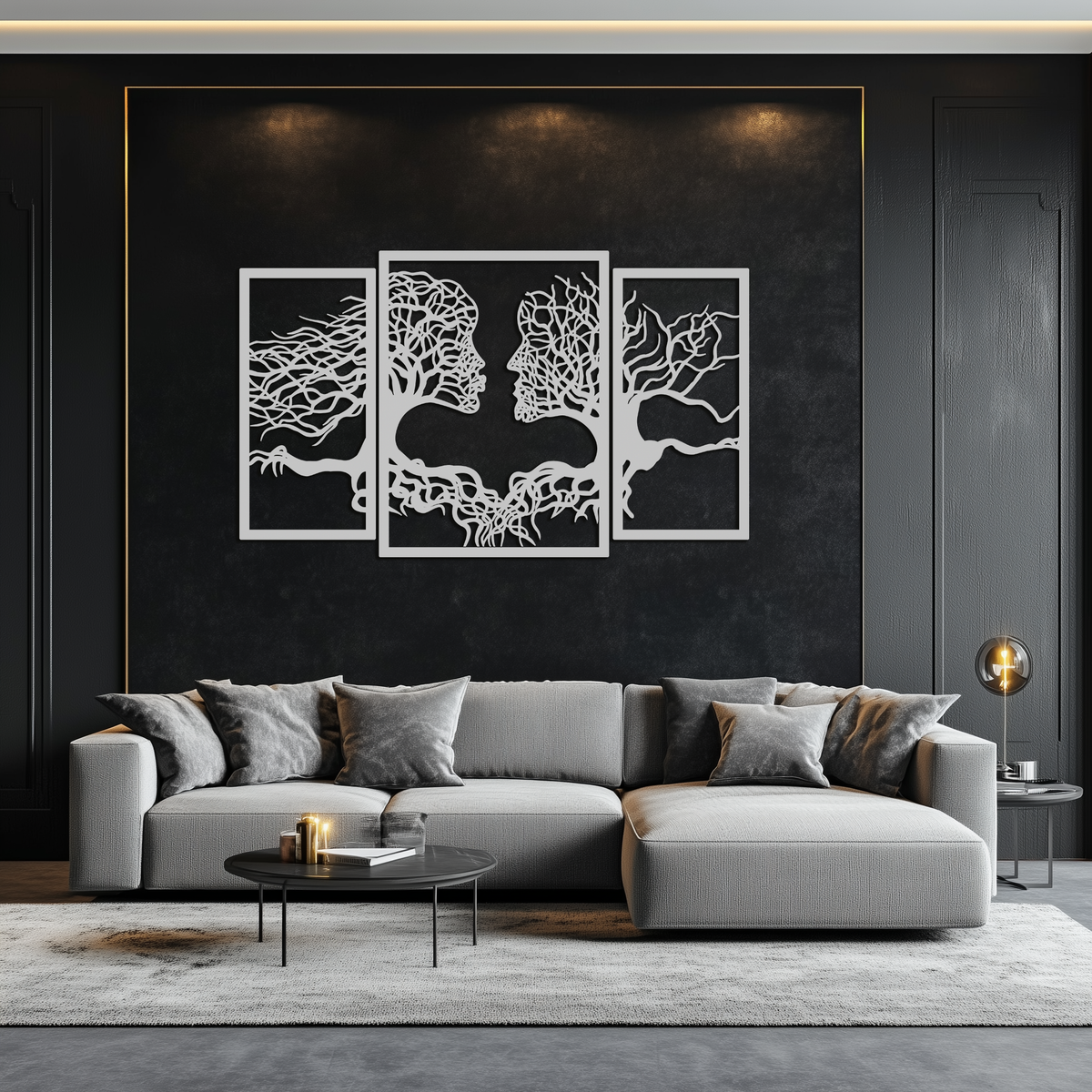 Steel Tree of Life Lovers Wall Art Sculpture - 3 Piece Modern