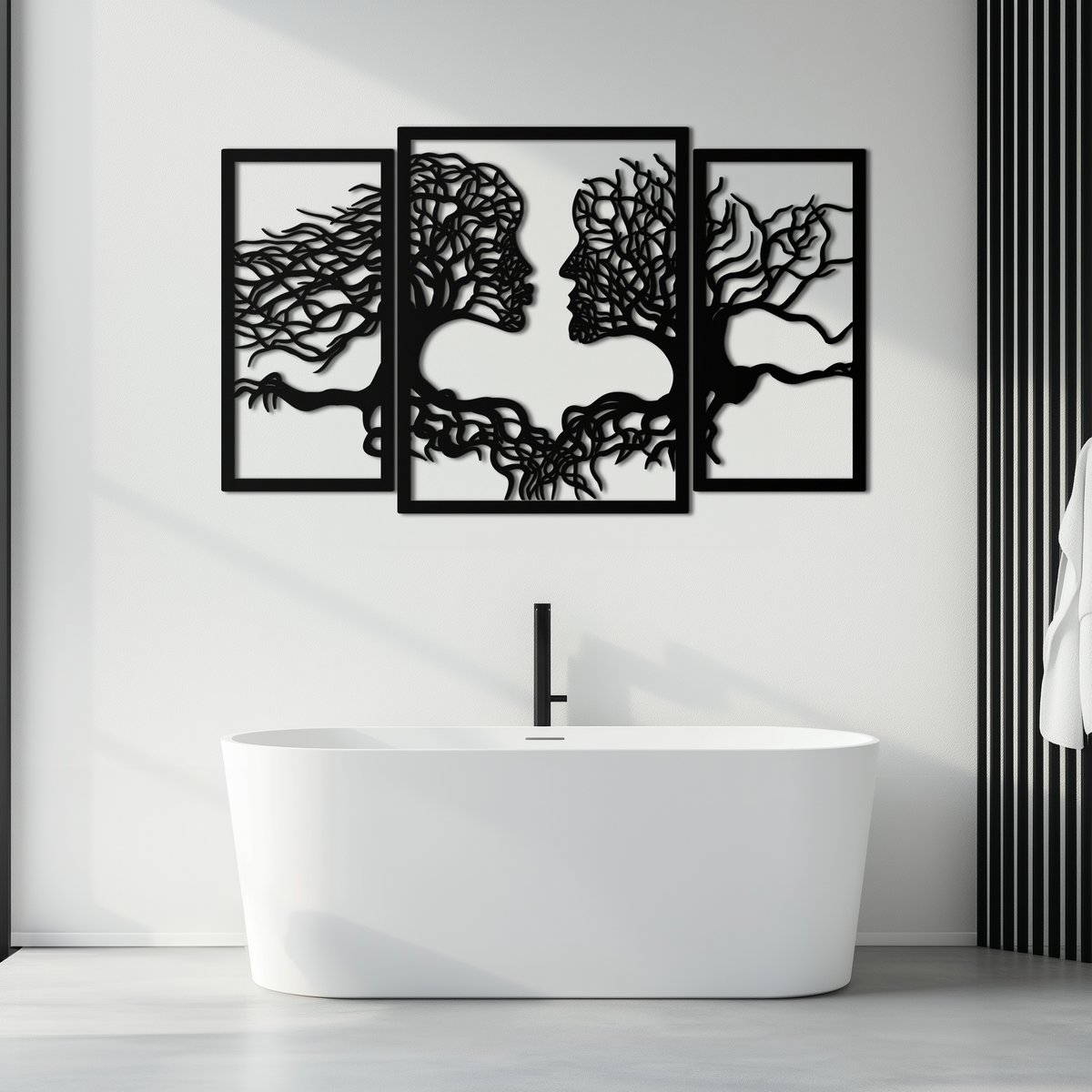 Steel Tree of Life Lovers Wall Art Sculpture - 3 Piece Modern
