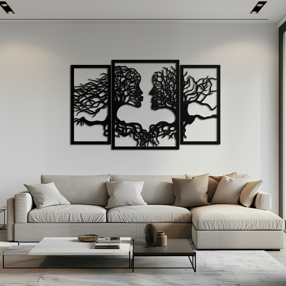 Steel Tree of Life Lovers Wall Art Sculpture - 3 Piece Modern