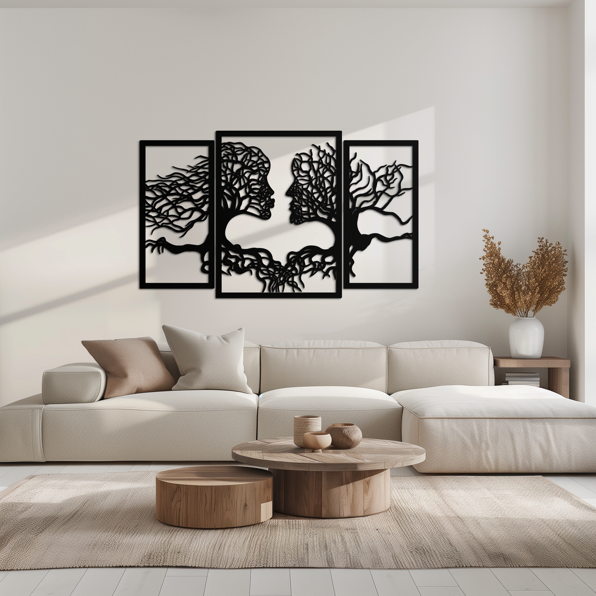 Steel Tree of Life Lovers Wall Art Sculpture - 3 Piece Modern