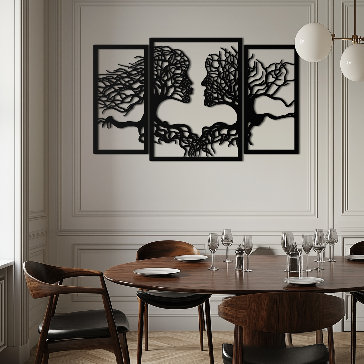 Steel Tree of Life Lovers Wall Art Sculpture - 3 Piece Modern