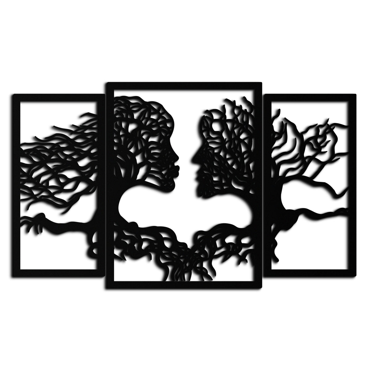 Steel Tree of Life Lovers Wall Art Sculpture - 3 Piece Modern