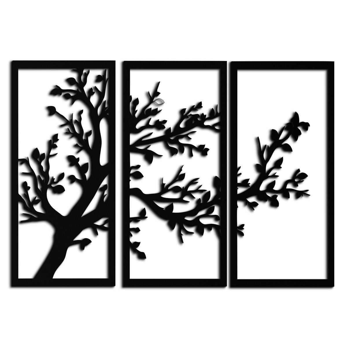 Metal Wall Art Modern Three Panel Branch Trio Steel Sculpture Minimalist Triptych Design