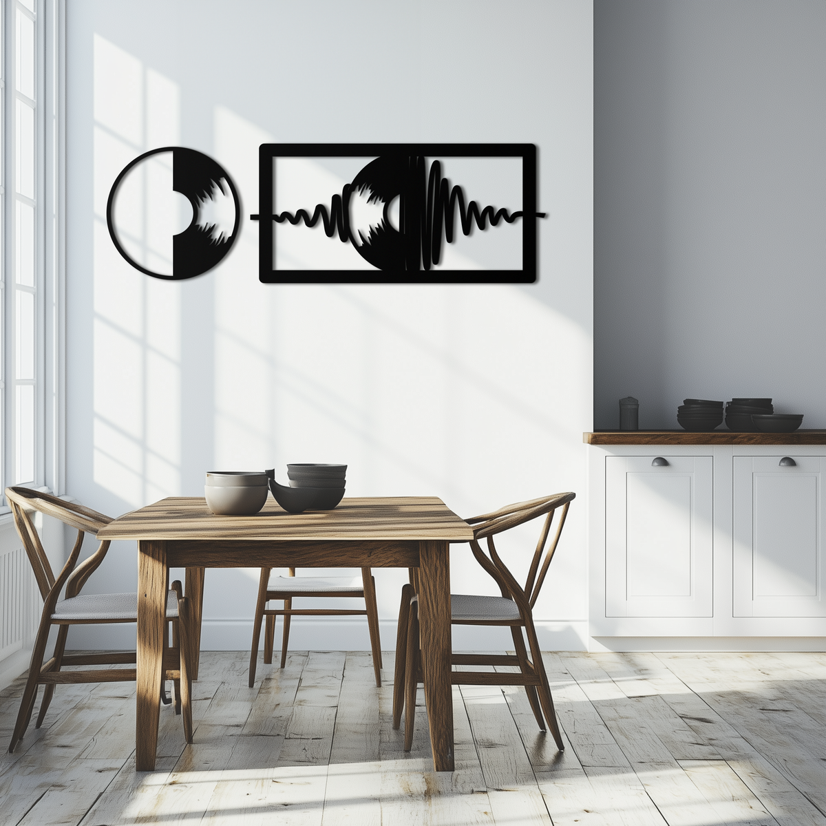 Modern Steel Soundwave Wall Art - Contemporary Vinyl Record Music Metal Sculpture