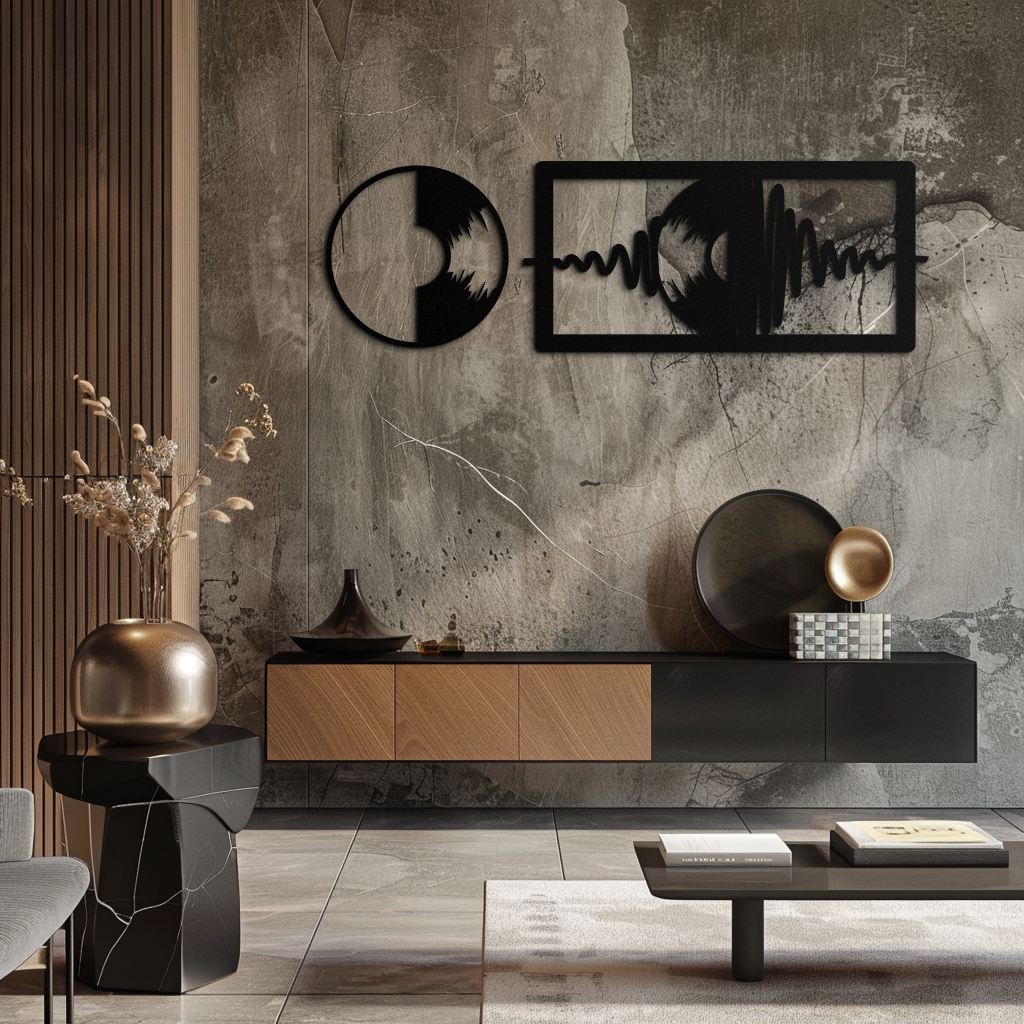 Modern Steel Soundwave Wall Art - Contemporary Vinyl Record Music Metal Sculpture