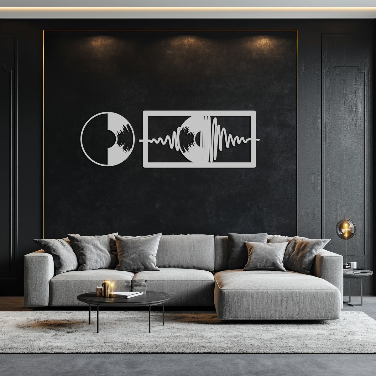 Modern Steel Soundwave Wall Art - Contemporary Vinyl Record Music Metal Sculpture