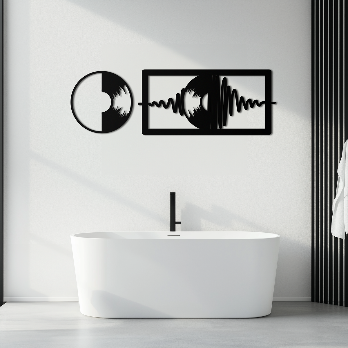 Modern Steel Soundwave Wall Art - Contemporary Vinyl Record Music Metal Sculpture