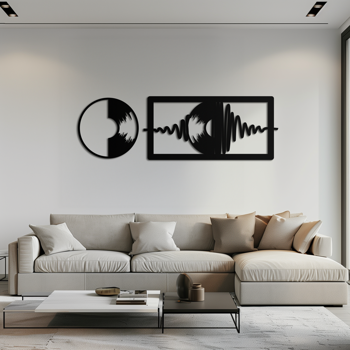 Modern Steel Soundwave Wall Art - Contemporary Vinyl Record Music Metal Sculpture